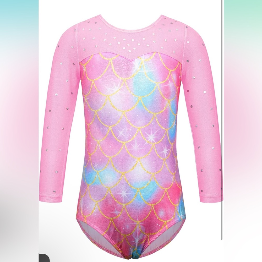 Pink and Blue Mermaid Scale Leotard